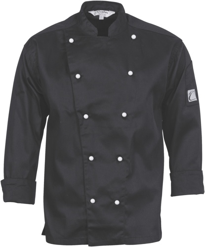 3WAY AIRFLOW CHEF JKT L/S - BLACK 2XL -UNISEX - WASH & WEAR 10 BUTTONS