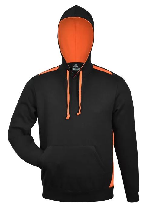 MENS PATERSON HOODIES 2XL -BLACK/ORANGE 300GM POLY/COTTON