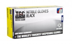 TGC WORKGEAR NITRILE GLOVE XS BLACK HEAVY DUTY