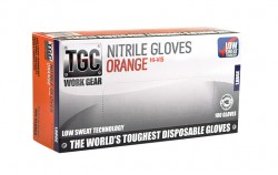 TGC WORKGEAR NITRILE GLOVE XSML ORANGE CHEMICAL BOX 100