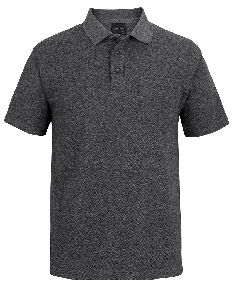 POLO S/S SIGNATURE WITH POCKET  CHARCOAL LARGE 