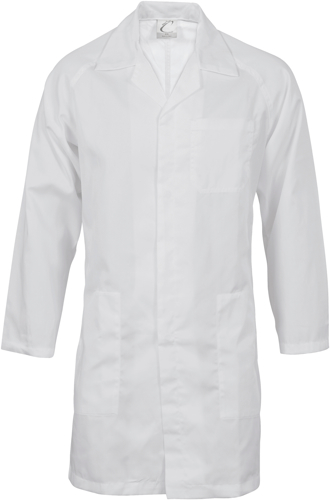 DUST COAT - WHITE 2XL -METAL PRESS STUDS, 2 SIDE POCKETS