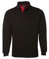 JBS MENS RUGBY BLACK/RED SIZE 2XL -350GSM RUGBY KNIT FABRIC