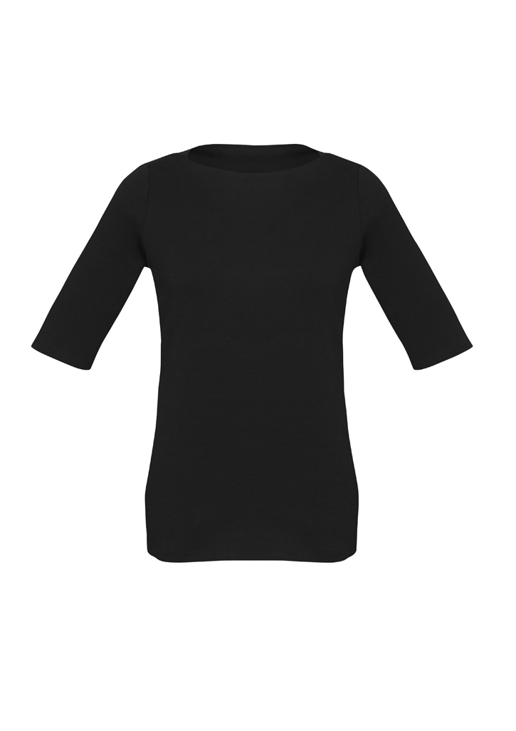 LADIES CAMILLE S/SLEEVE T-TOP S10 -BLACK