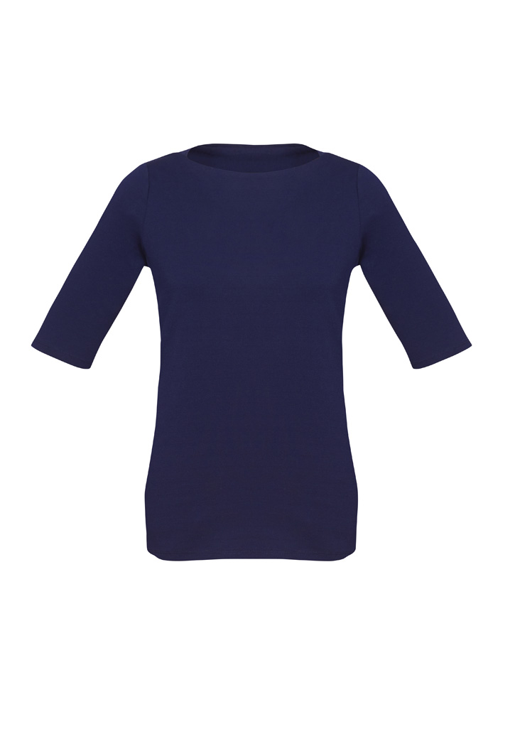 LADIES CAMILLE S/SLEEVE T-TOP S10 -NAVY