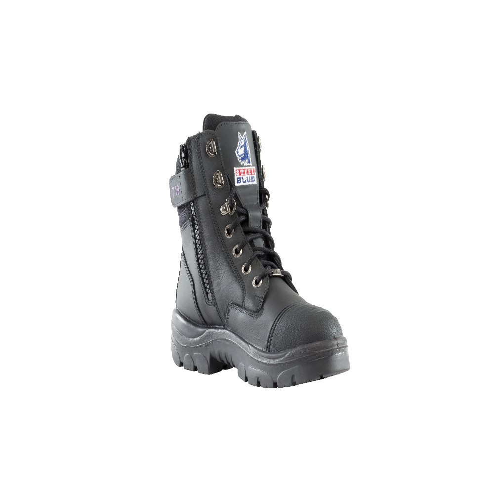 BOOT LADIES S/CROSS BLACK S10 - ZIP SIDED, SCUFF GUARD