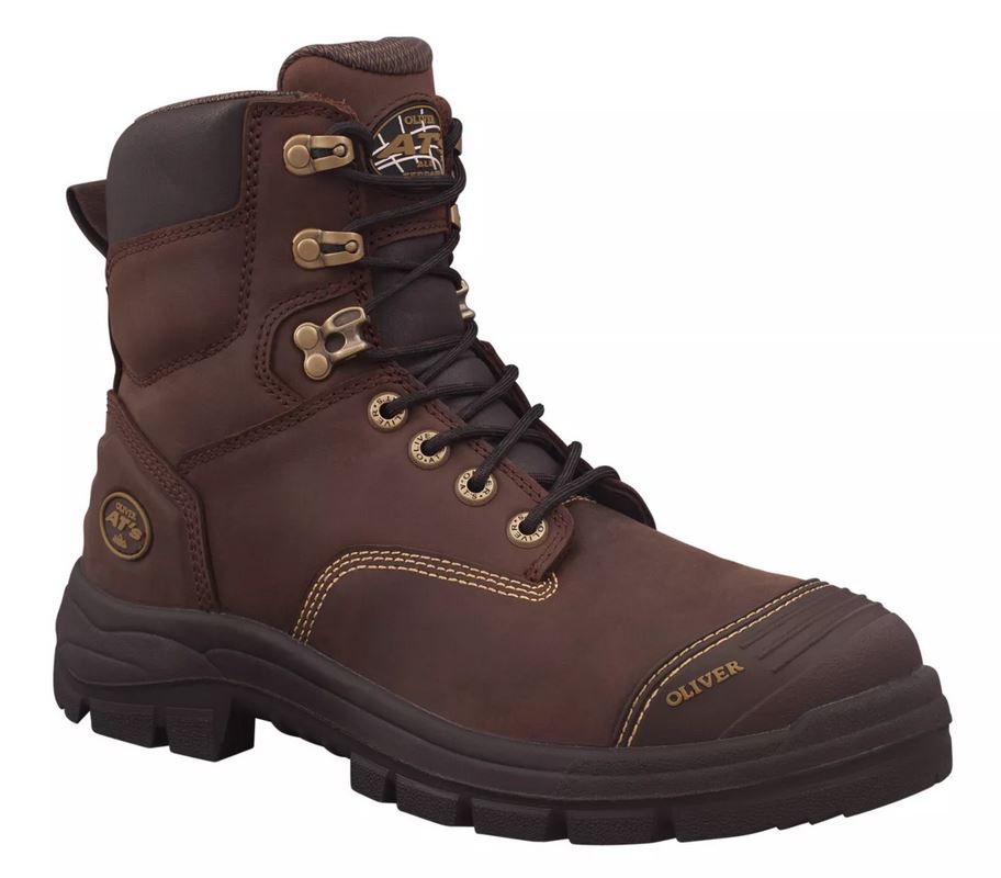 SAFETY BOOT LACE UP BROWN S10 -AT55 WITH BUMP CAP