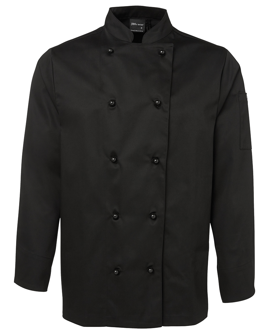 CHEF'S JACKET L/S - BLACK 2XS -DOUBLE BRASTED, MANDARIN COLLAR