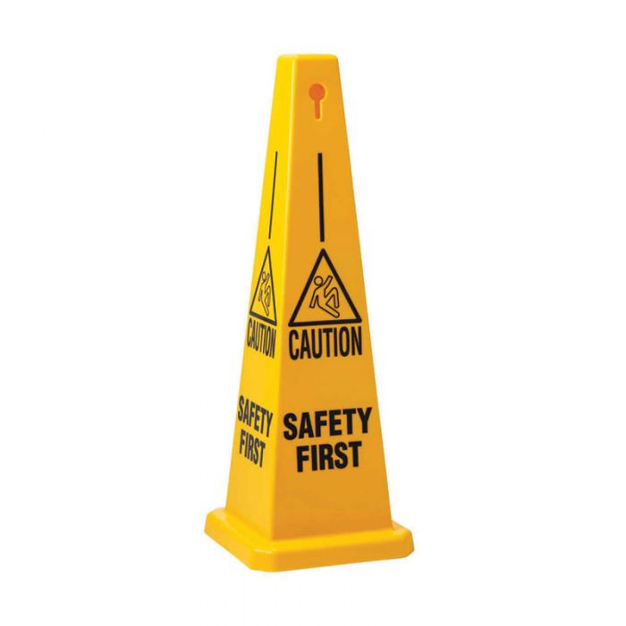 CAUTION SAFETY FIRST YELLOW -TRAFFIC CONE HEIGHT 89CM