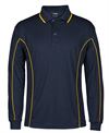 POLO L/S PODIUM NAVY/GOLD SIZE L PIPING