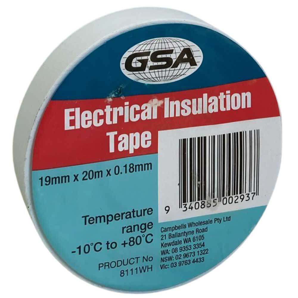 ELECTRICAL TAPE WHITE 0.18MM - 19MM X 20MTR