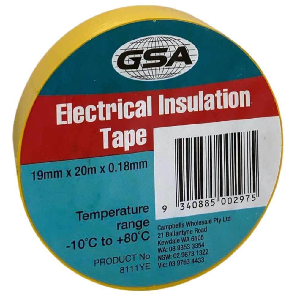 ELECTRICAL TAPE YELLOW 0.18MM - 19MM X 20MTR