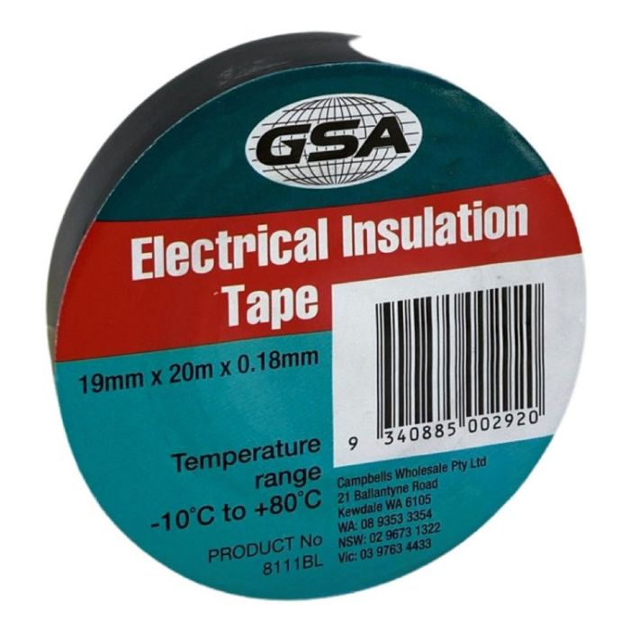 ELECTRICAL TAPE BLACK 0.18MM - 19MM X 20MTR