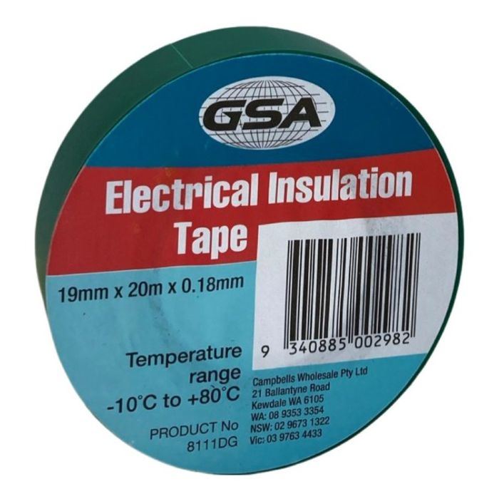 ELECTRICAL TAPE GREEN 0.18MM - 19MM X 20MTR