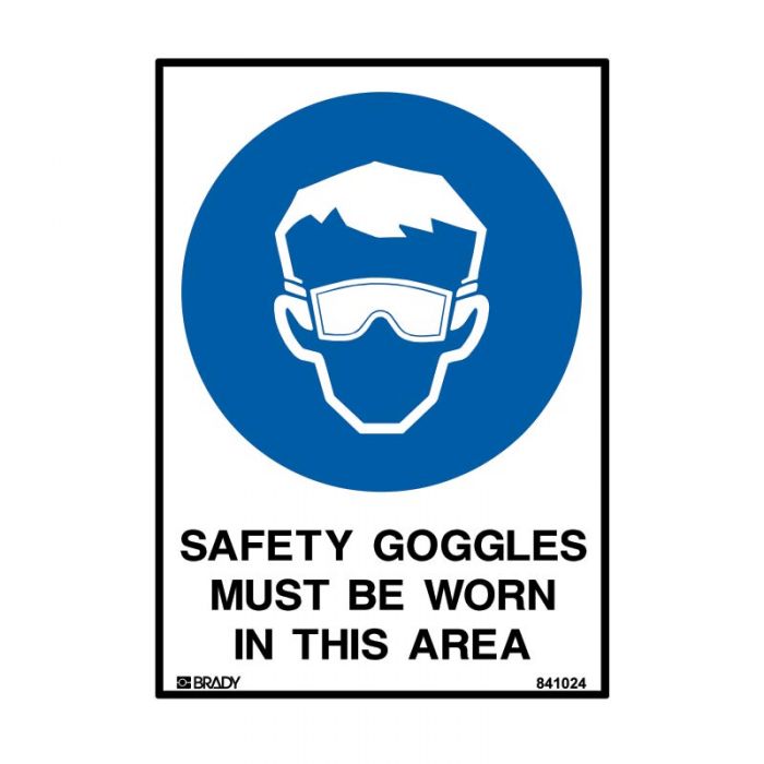 SAFETY GOGGLES MUST BE WORN METAL 450 X600MM