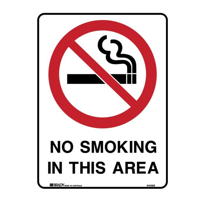 NO SMOKING IN THIS AREA METAL 450 X600MM