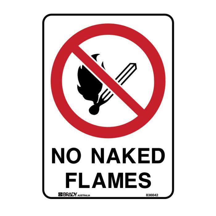 NO NAKED FLAMES METAL 450 X600MM