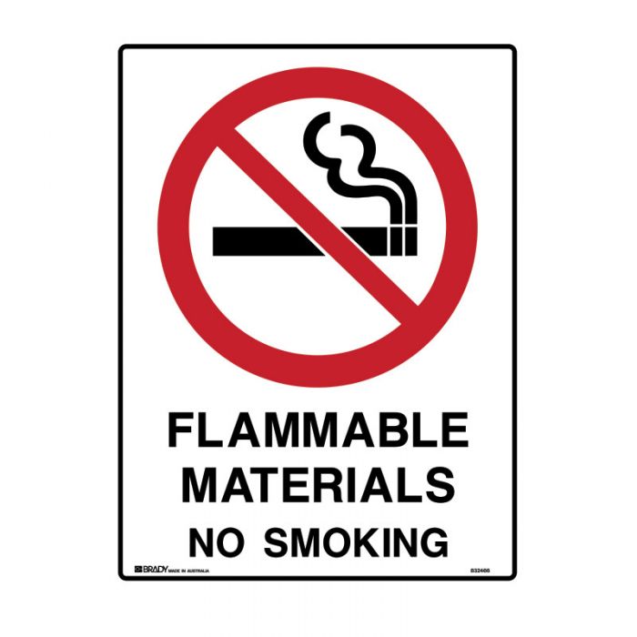 FLAMMABLE MATERIALS NO SMOKING METAL 300 X450MM