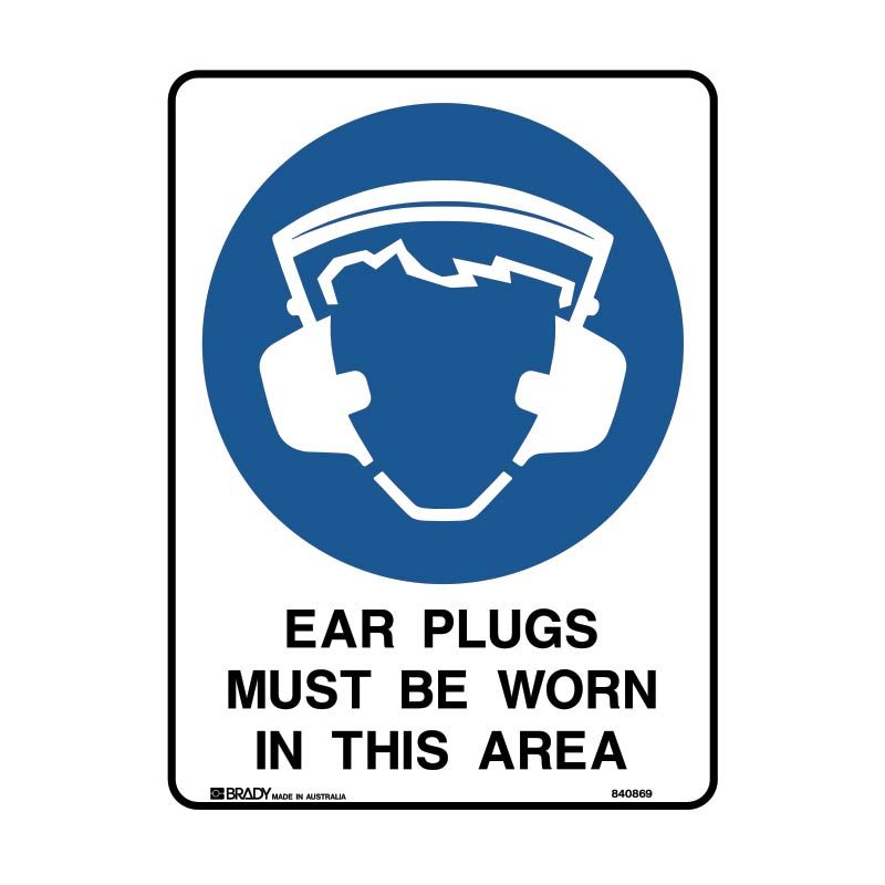 EAR PLUGS MUST BE WORN METAL 450 X600MM