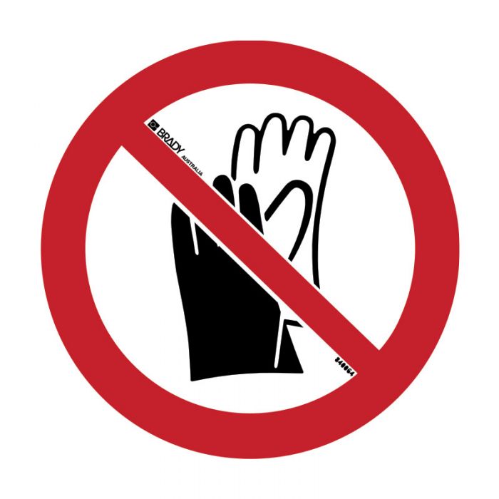 NO GLOVES PROHIBITION PICTOGRAMS 200Dia