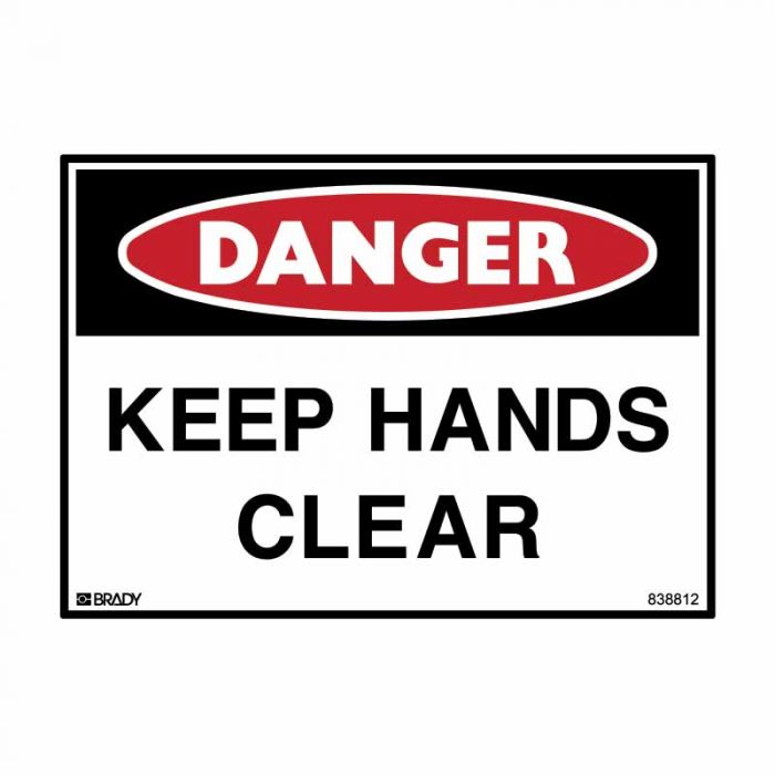 DANGER- KEEP HANDS CLEAR METAL 300 X450MM