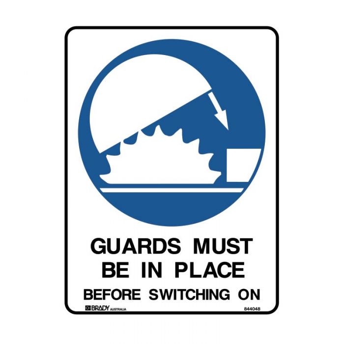 GUARDS MUST BE IN PLACE METAL 300 X450MM