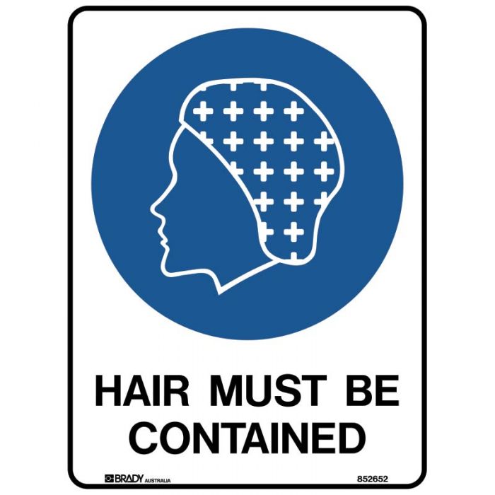 HAIR MUST BE CONTAINED METAL 450 X600MM