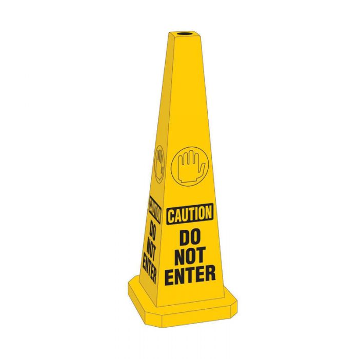 CAUTION DO NOT ENTER -TRAFFIC CONE YELLOW HEIGHT 89CM