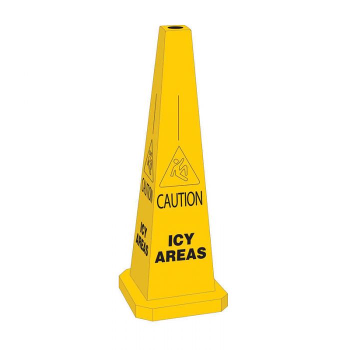 CAUTION ICY AREA -TRAFFIC CONE YELLOW HEIGHT 89CM