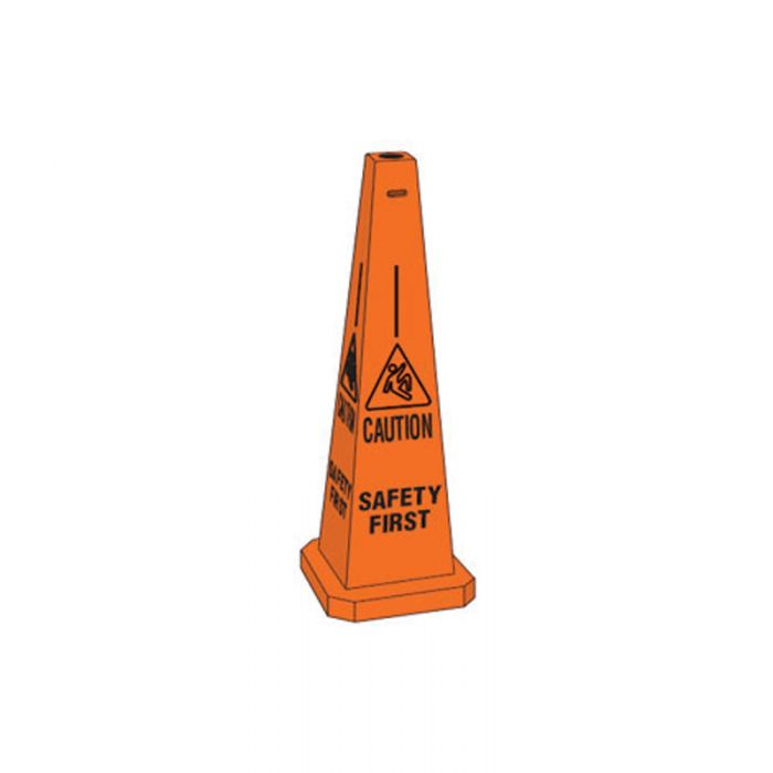 CAUTION SAFETY FIRST ORANGE -TRAFFIC CONE HEIGHT 89CM