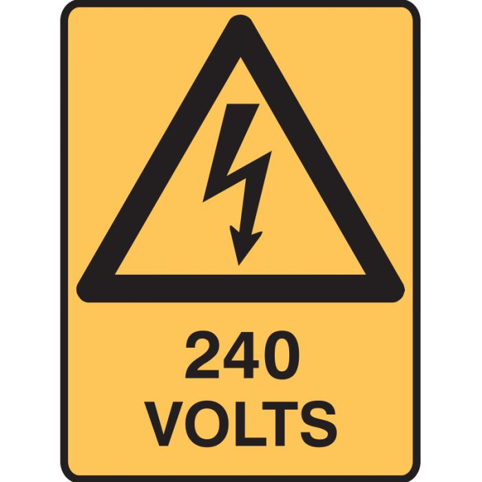 WARNING -240 VOLTS METAL 300 X225MM
