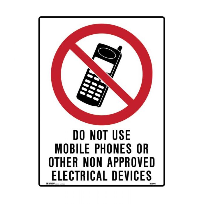 DO NOT USE PHONES & DEVICES METAL 225 X300MM
