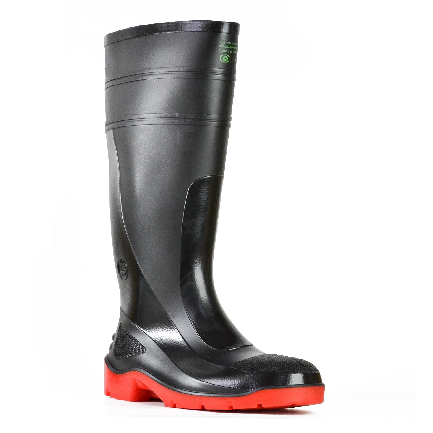 GUMBOOT PVC UTILITY STEEL TOE S10 -400mm BLACK/RED