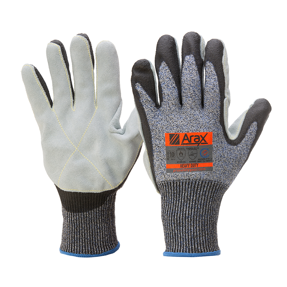 GLOVE ARAX CUT 5 HEAVY DUTY S10 LEATHER PALM