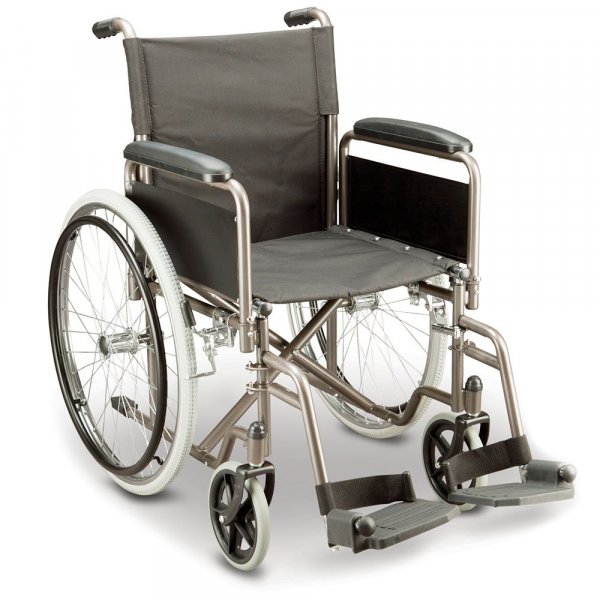 WHEEL CHAIR STANDARD SOLID  WHEEL SELF PROPELLD TITANIUM