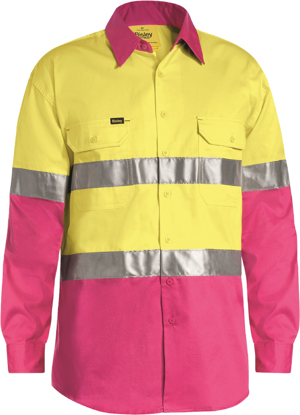 SHIRT L/S COOL WEIGHT TAPED - YELLOW/PINK B/C FOUNDATION