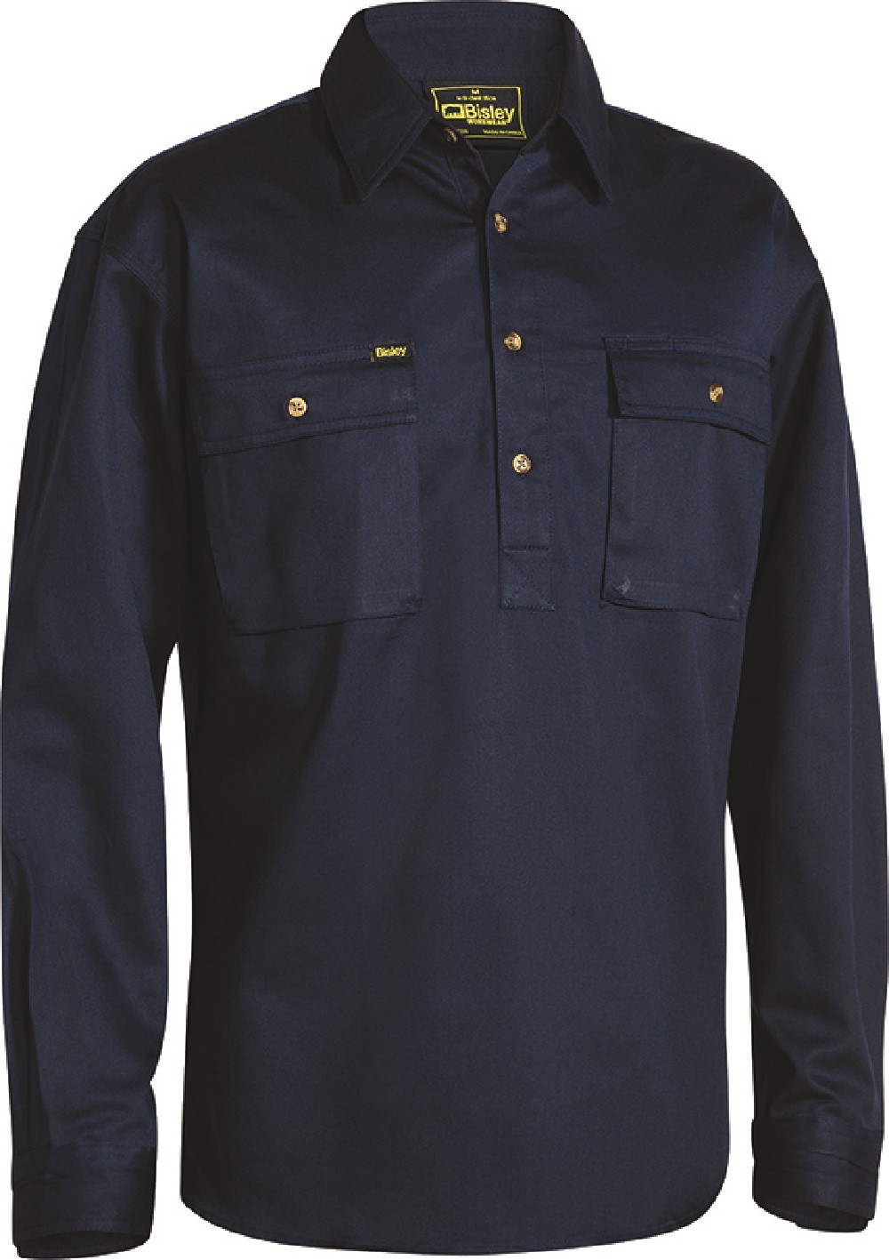SHIRT L/S CLOSED FRONT NAVY 2XL 190gsm COTTON DRILL