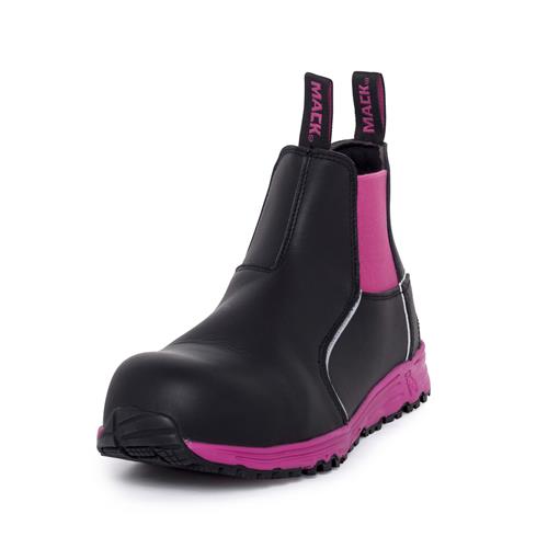 MACK FUEL WOMENS BLACK/PINK 10 -145MM, SLIP-ON, COMPOSITE TOE CAP