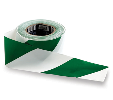 TAPE HAZARD GREEN/WHITE  100M X 75MM