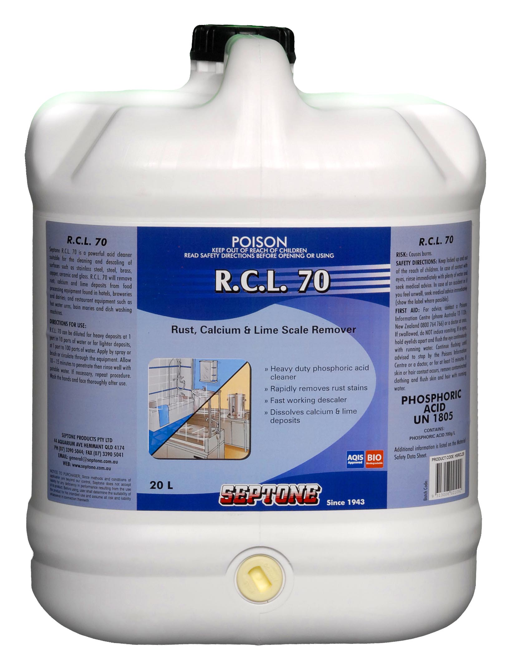 SEPTONE RCL 70 20L RUST,CALCIUM REMOVER