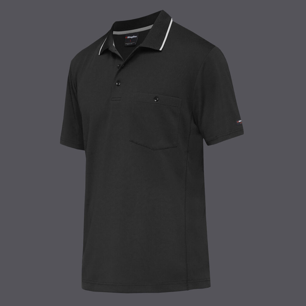 POLO HYPERFREEZE S/S BLACK 2XL -165GSM, 100% POLYESTER