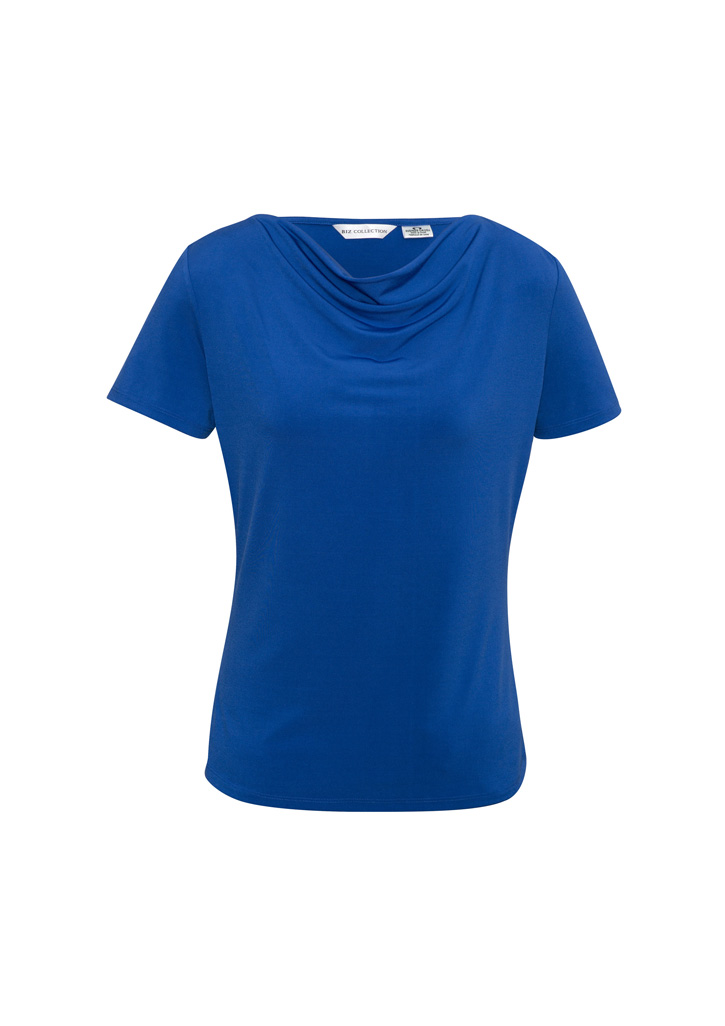 LADIES AVA DRAPE KNIT TOP S10 - ELECTRIC BLUE