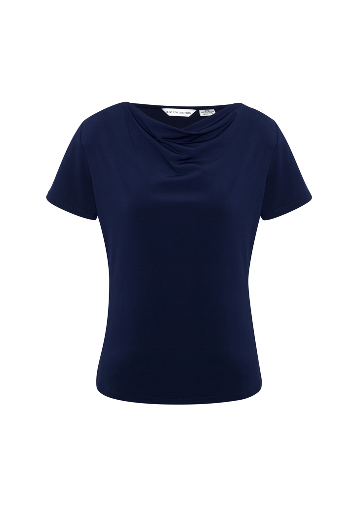 TOP LADIES AVA DRAPE KNIT S10 -MID BLUE