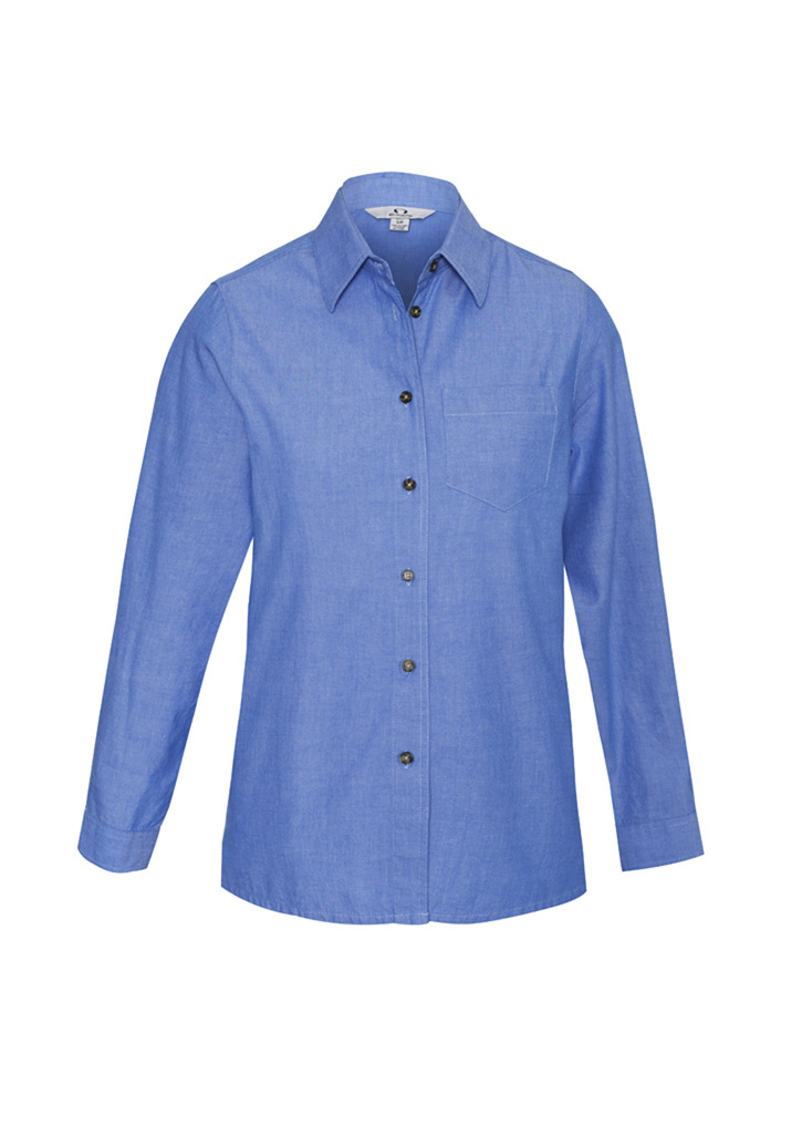 SHIRT LADIES L/S CHAMBRAY BLUE S10 