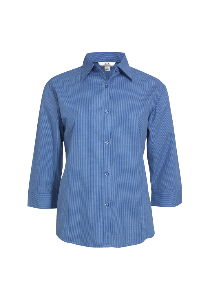 SHIRT LADIES MICRO CHECK 3/4 SL S10 MID BLUE