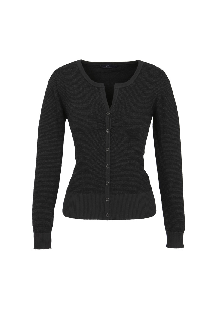 LADIES ORIGIN MERINO CARDIGAN BLACK/CHARCOAL