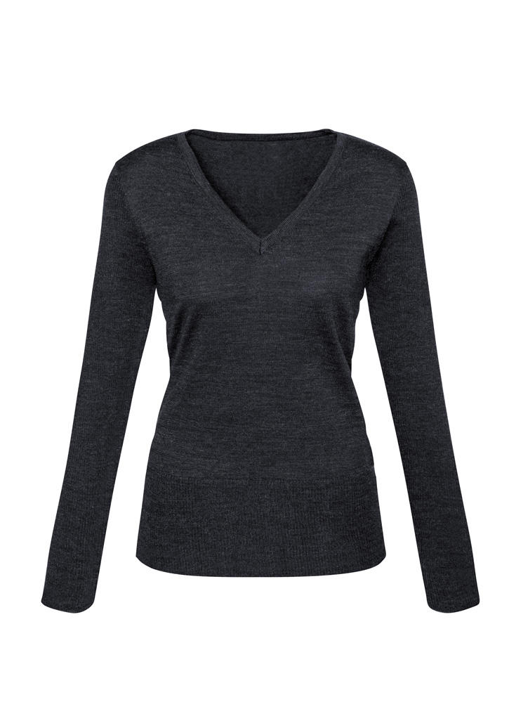 PULLOVER LADIES MILANO CHARCOAL 2XL -V-NECK 50% WOOL 50% ACRYLIC