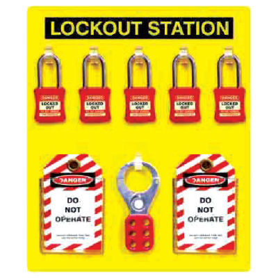 5 LOCK- OPEN LOCKOUT STATION - WITH CONTENTS