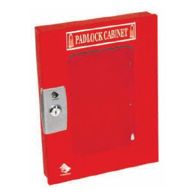 PADLOCK CABINET WITH CLEAR FASCIA - 10 HOOKS AND 19 LOCKS