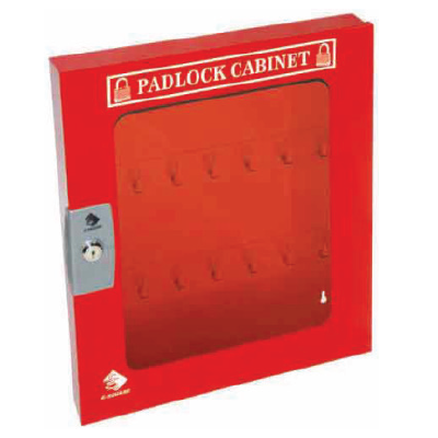 PADLOCK CABINET WITH CLEAR FASCIA - 21 HOOKS AND 41 LOCKS
